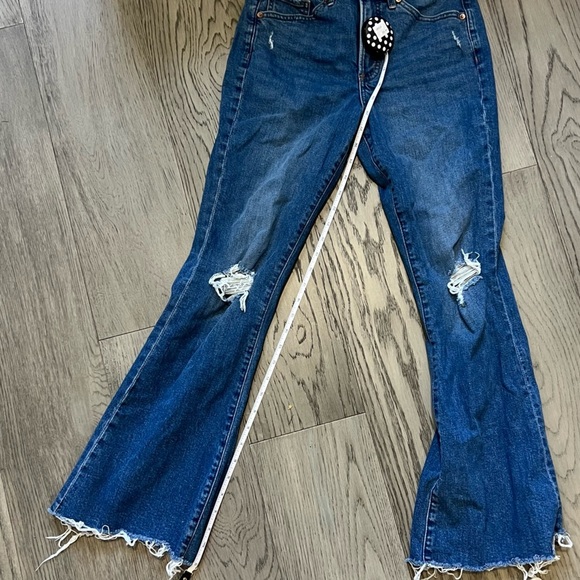 Express Distressed Blue Mid rise Flare Jeans - Picture 11 of 11
